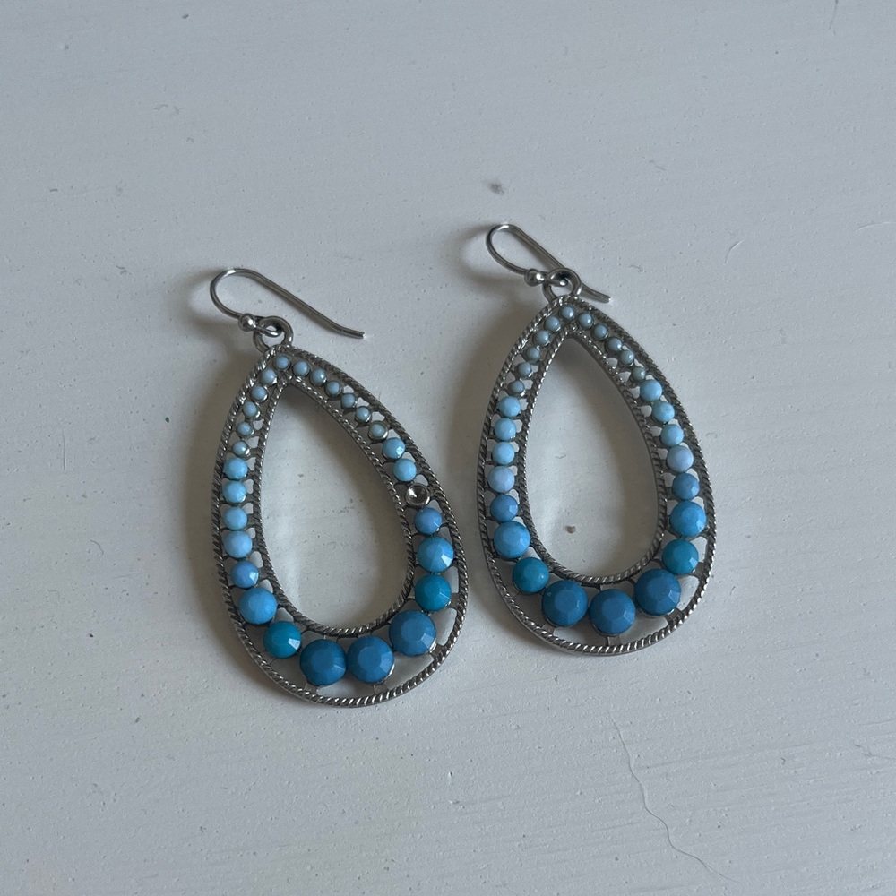 Elegant Silver and Blue Teardrop Earrings